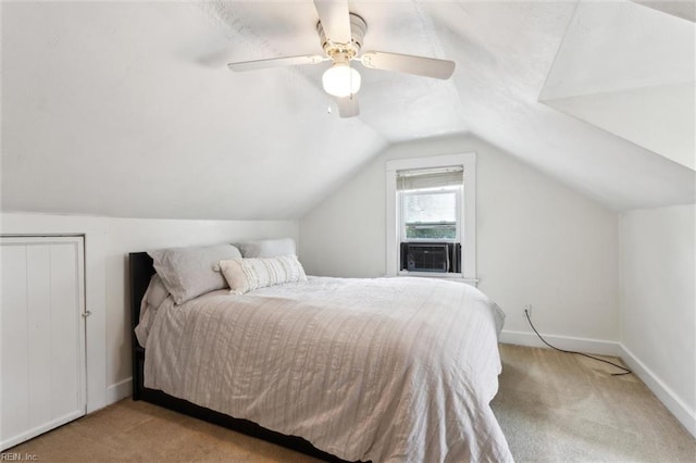 1312 E Norcova Dr, Norfolk, VA 23502 - bedroom with ceiling fan, cooling unit, carpet, baseboards, and vaulted ceiling
