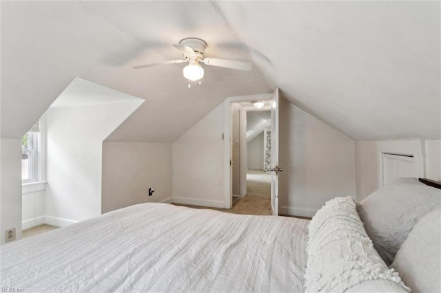 1312 E Norcova Dr, Norfolk, VA 23502 - bedroom featuring baseboards, a ceiling fan, carpet floors, and lofted ceiling