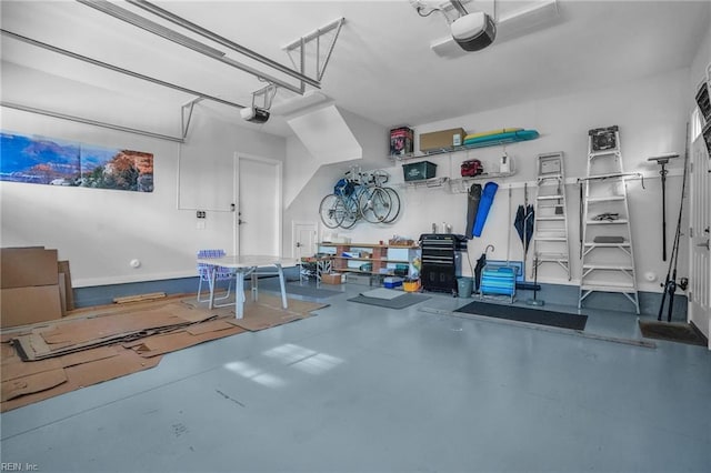 garage with a garage door opener