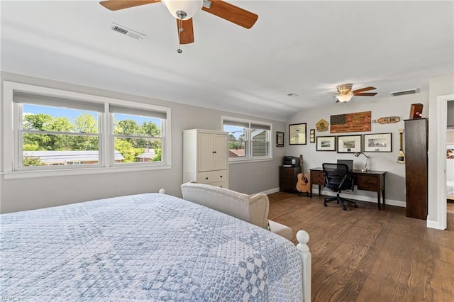 5013 Finn Rd, Virginia Beach, VA 23455 - bedroom featuring baseboards, visible vents, wood finished floors, and lofted ceiling
