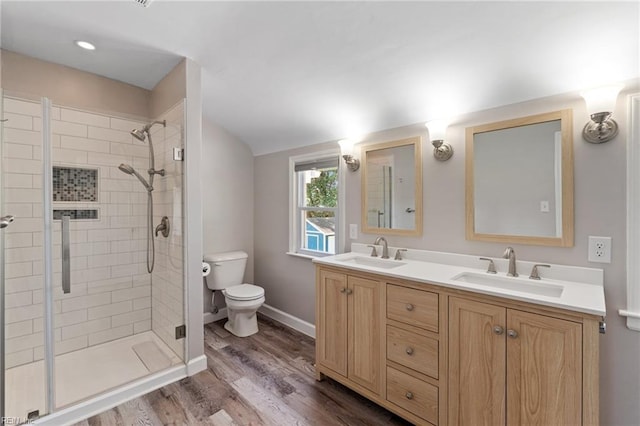 5013 Finn Rd, Virginia Beach, VA 23455 - full bathroom featuring double vanity, toilet, a shower stall, and a sink