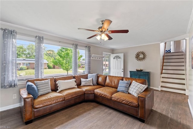 5013 Finn Rd, Virginia Beach, VA 23455 - living area featuring baseboards, wood finished floors, a healthy amount of sunlight, and stairway