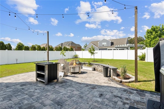 2245 Chamberino Dr, Virginia Beach, VA 23456 - view of patio with a fenced backyard and an outdoor fire pit