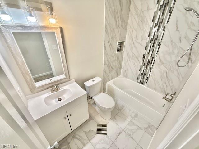 1761 Gravenhurst Dr, Virginia Beach, VA 23464 - full bath with toilet, marble finish flooring, vanity, and shower / washtub combination