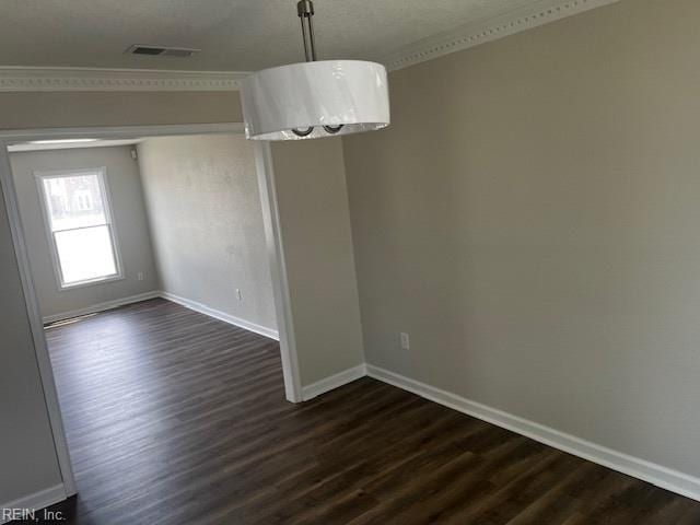 1761 Gravenhurst Dr, Virginia Beach, VA 23464 - unfurnished dining area with baseboards, dark wood-type flooring, and crown molding