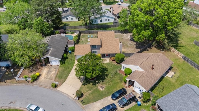 drone / aerial view with a residential view