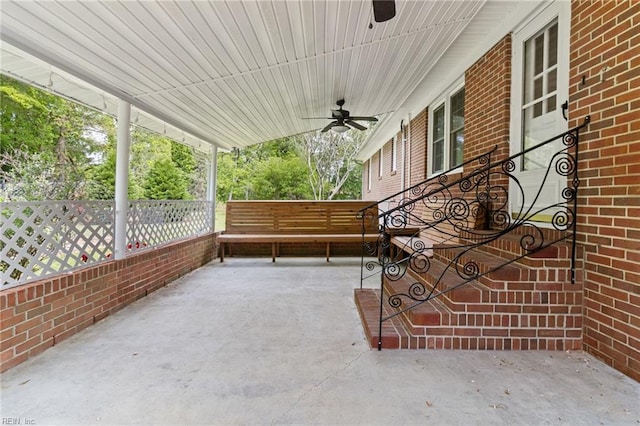 view of patio / terrace with covered porch and ceiling fan