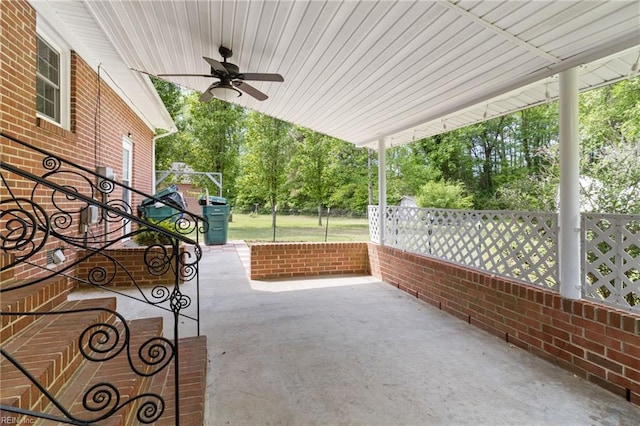 view of patio / terrace featuring ceiling fan