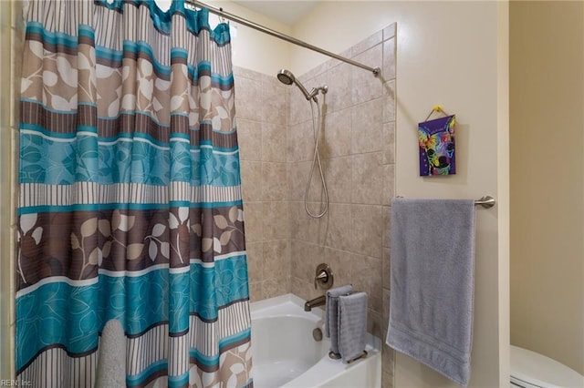 full bathroom featuring shower / tub combo with curtain