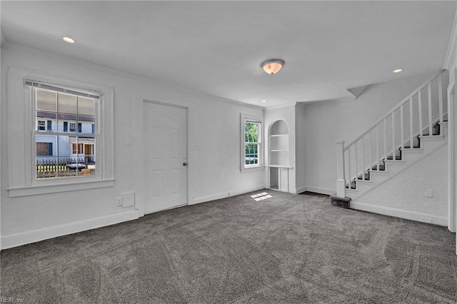 37 Farragut St, Portsmouth, VA 23702 - interior space featuring carpet floors, recessed lighting, stairs, and baseboards