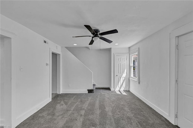 37 Farragut St, Portsmouth, VA 23702 - unfurnished room with a ceiling fan, visible vents, baseboards, carpet, and recessed lighting