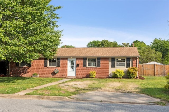 2015 Neville Cir, Hampton, VA 23663 - ranch-style house featuring brick siding, a front lawn, and fence