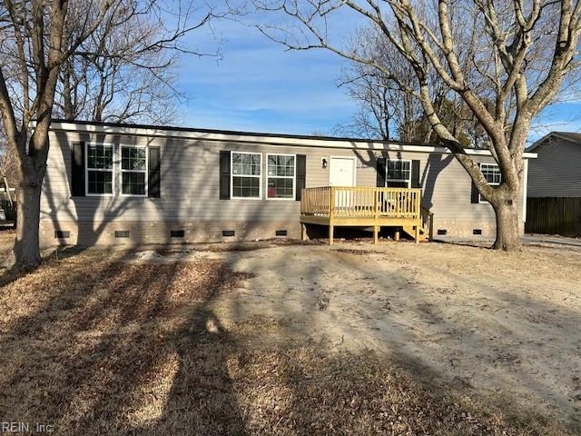 1216 Skylark Dr, Virginia Beach, VA 23453 - manufactured / mobile home with a deck and crawl space