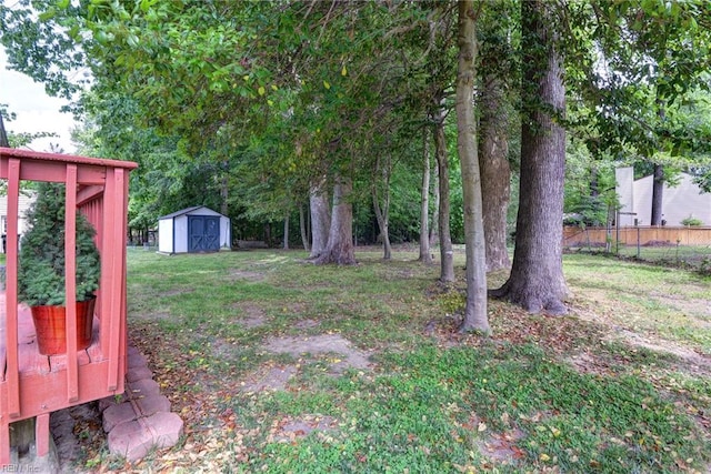 view of yard with a shed and an outbuilding