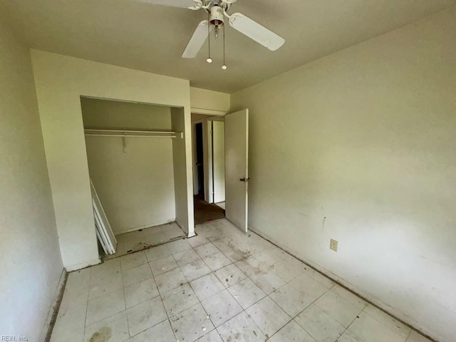 1528 Darren Cir, Portsmouth, VA 23701 - unfurnished bedroom featuring a ceiling fan and a closet