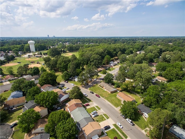 aerial view with a forest view and a residential view