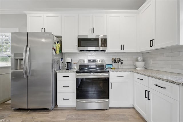 kitchen with white cabinets and stainless steel appliances