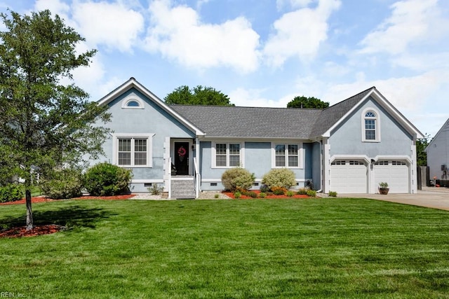 732 Mandarin Ln, Chesapeake, VA 23323 - view of front of home with an attached garage, concrete driveway, stucco siding, and a front yard