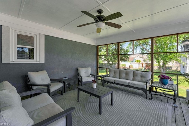 732 Mandarin Ln, Chesapeake, VA 23323 - sunroom / solarium with an outdoor living space and ceiling fan