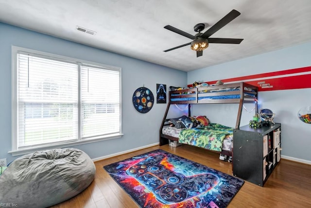 732 Mandarin Ln, Chesapeake, VA 23323 - bedroom with a ceiling fan, baseboards, visible vents, and wood finished floors