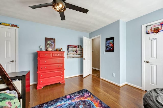 732 Mandarin Ln, Chesapeake, VA 23323 - bedroom featuring baseboards, a ceiling fan, and wood finished floors