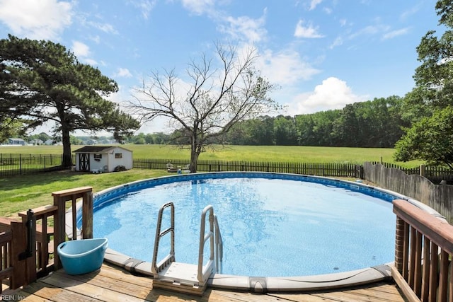 view of pool with a lawn, a fenced in pool, and a fenced backyard