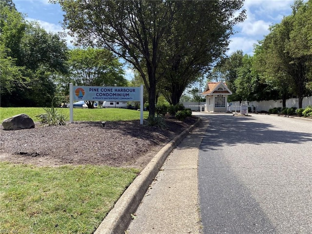 view of street featuring curbs