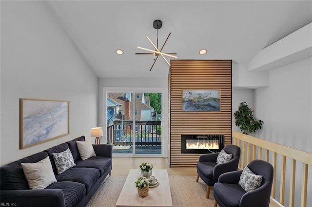 5117 Walkers Grant Ln Unit A, Virginia Beach, VA 23455 - living area featuring recessed lighting, vaulted ceiling, and a fireplace