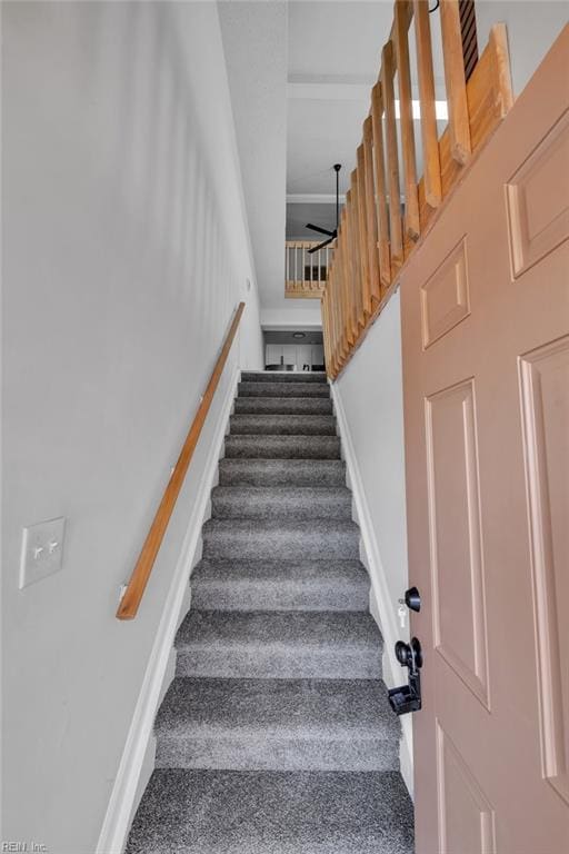 5117 Walkers Grant Ln Unit A, Virginia Beach, VA 23455 - stairway featuring carpet floors and baseboards