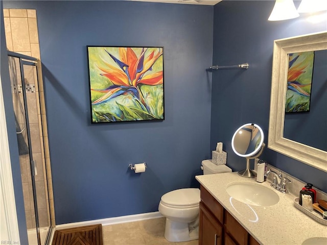 736 Arbuckle St, Chesapeake, VA 23323 - full bath with toilet, baseboards, a tile shower, tile patterned flooring, and vanity