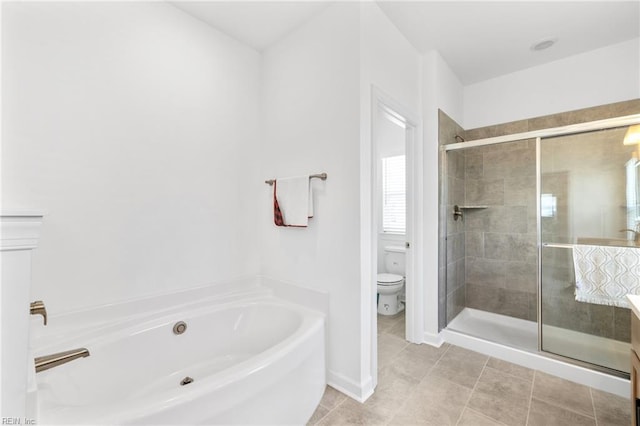 411 Middleton Way, Chesapeake, VA 23322 - bathroom with tile patterned floors, a garden tub, toilet, and a shower stall