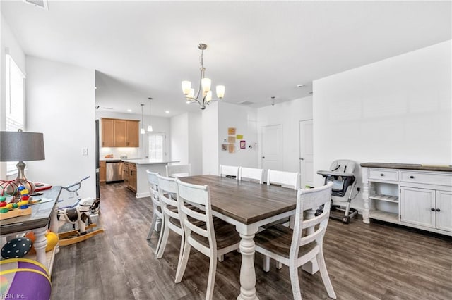 411 Middleton Way, Chesapeake, VA 23322 - dining area featuring recessed lighting, dark wood finished floors, and a notable chandelier
