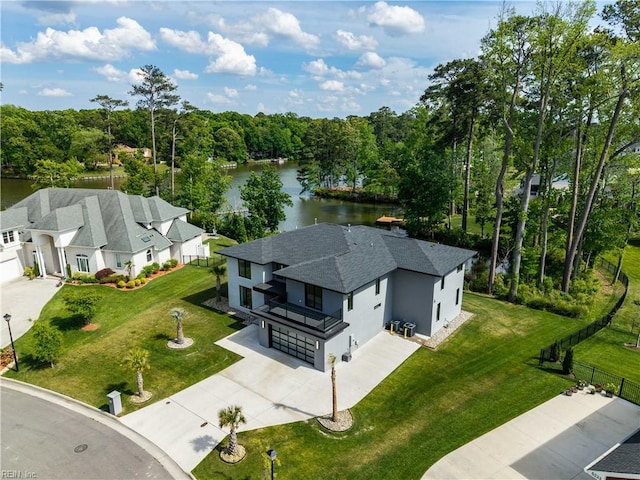 bird's eye view featuring a water view