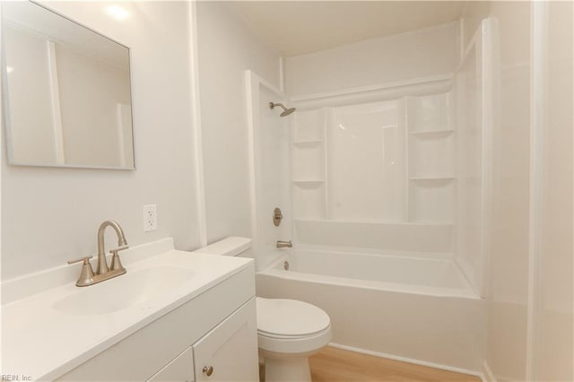 48 Pollux Cir W, Portsmouth, VA 23701 - full bathroom featuring vanity, toilet, shower / tub combination, and wood finished floors