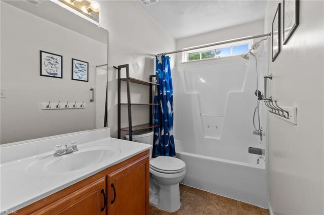 1409 Shady Tree Way, Chesapeake, VA 23323 - full bathroom featuring vanity, toilet, and shower / tub combo with curtain