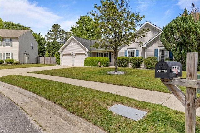 1409 Shady Tree Way, Chesapeake, VA 23323 - view of front of property featuring a garage, concrete driveway, and a front lawn