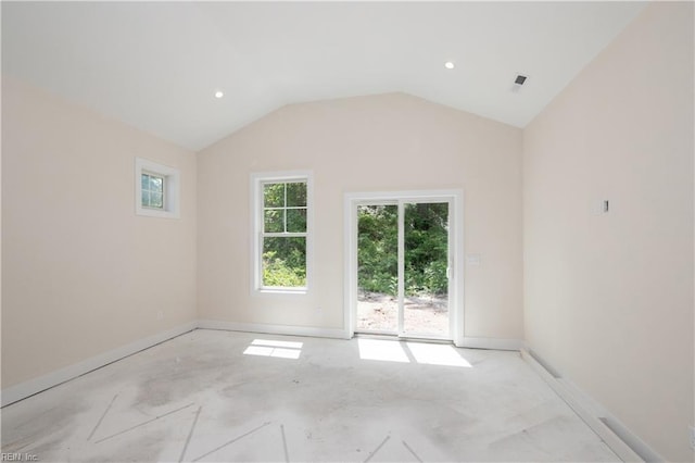 402 48th St, Virginia Beach, VA 23451 - empty room with vaulted ceiling, baseboards, and recessed lighting