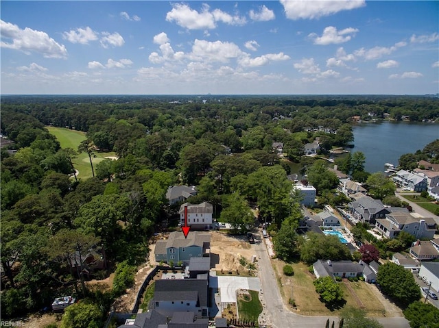 402 48th St, Virginia Beach, VA 23451 - aerial view featuring a wooded view, a water view, and a residential view