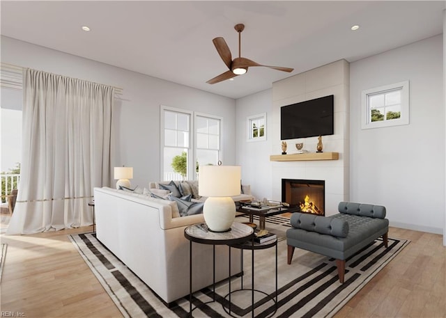 402 48th St, Virginia Beach, VA 23451 - living area featuring a fireplace, light wood finished floors, and a wealth of natural light