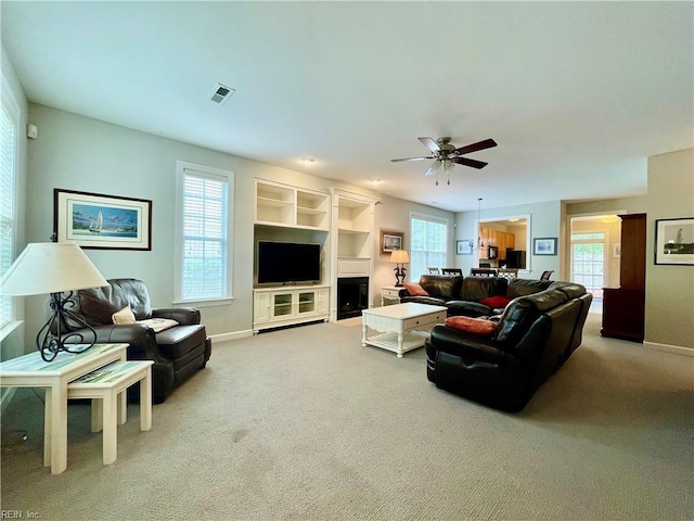 452 Blue Beech Way, Chesapeake, VA 23320 - living room with carpet, ceiling fan, and baseboards