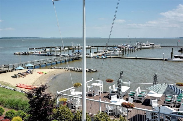 dock area featuring a water view