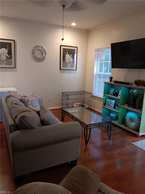 1815 Tidewater Dr, Norfolk, VA 23504 - living room with wood finished floors, baseboards, and recessed lighting