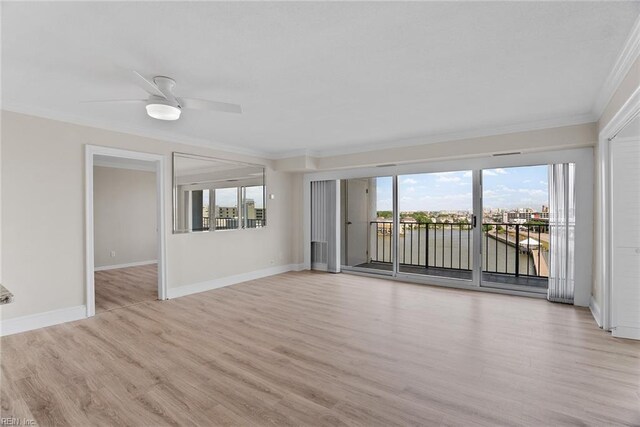 500 Pacific Ave Unit 812, Virginia Beach, VA 23451 - interior space with light wood finished floors, baseboards, a ceiling fan, and ornamental molding