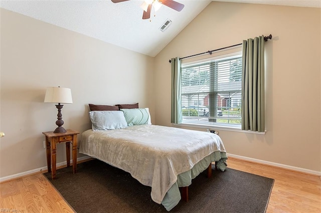 109 Villa Dr, Poquoson, VA 23662 - bedroom featuring wood finished floors, vaulted ceiling, baseboards, and ceiling fan