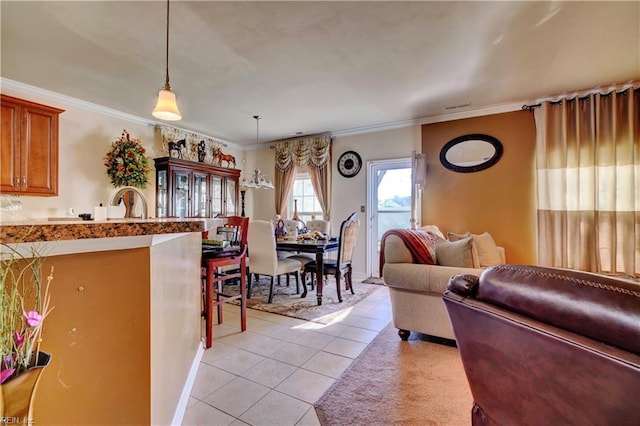 7463 Diven St, Norfolk, VA 23505 - living area featuring crown molding, visible vents, and light tile patterned flooring