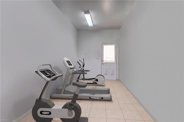 7463 Diven St, Norfolk, VA 23505 - exercise area featuring light tile patterned flooring and baseboards