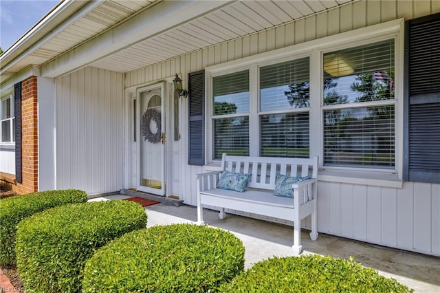 doorway to property with a porch