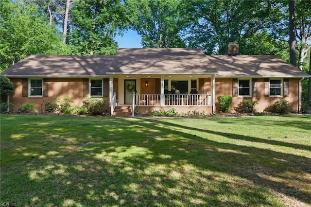 1601 Upton Pl, Suffolk, VA 23433 - single story home featuring a chimney, brick siding, and covered porch