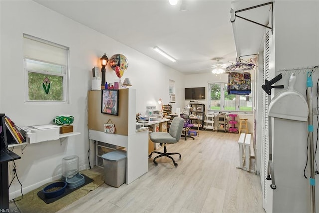 4757 Bunker Hill Ln, Virginia Beach, VA 23462 - office area featuring ceiling fan and wood finished floors