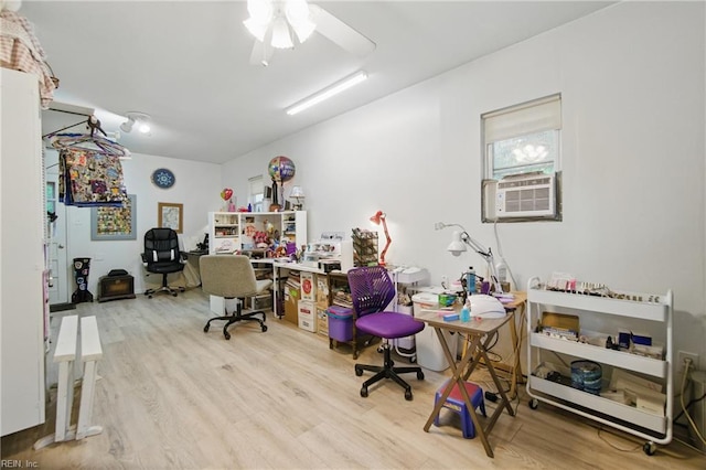 4757 Bunker Hill Ln, Virginia Beach, VA 23462 - office area with cooling unit, wood finished floors, and a ceiling fan